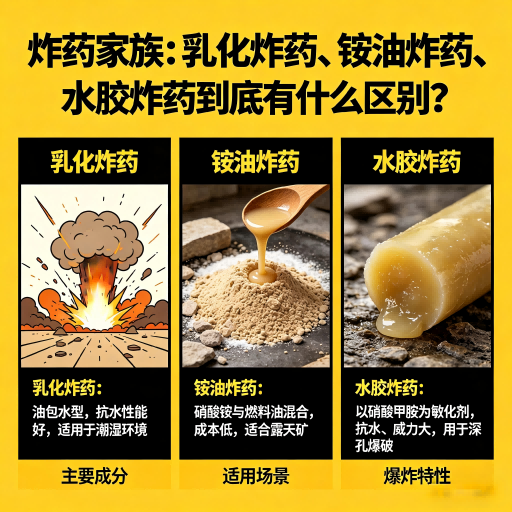 大名炸药家族：乳化炸药、铵油炸药、水胶炸药到底有什么区别？